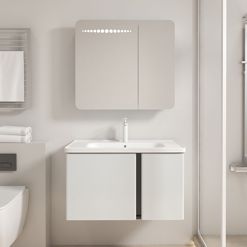 Aceite de acero inoxidable engrosada redondeado lavabo baño combinación simple lavado cerámica integrado Baño