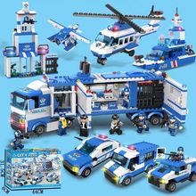 兼容城市系列军事玩具警车小颗粒儿童警察机器人男孩代发