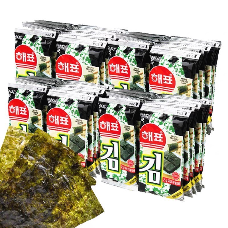 海牌海苔片12g原味韩国芥末味零食即食儿童烤紫菜寿司包饭拌饭