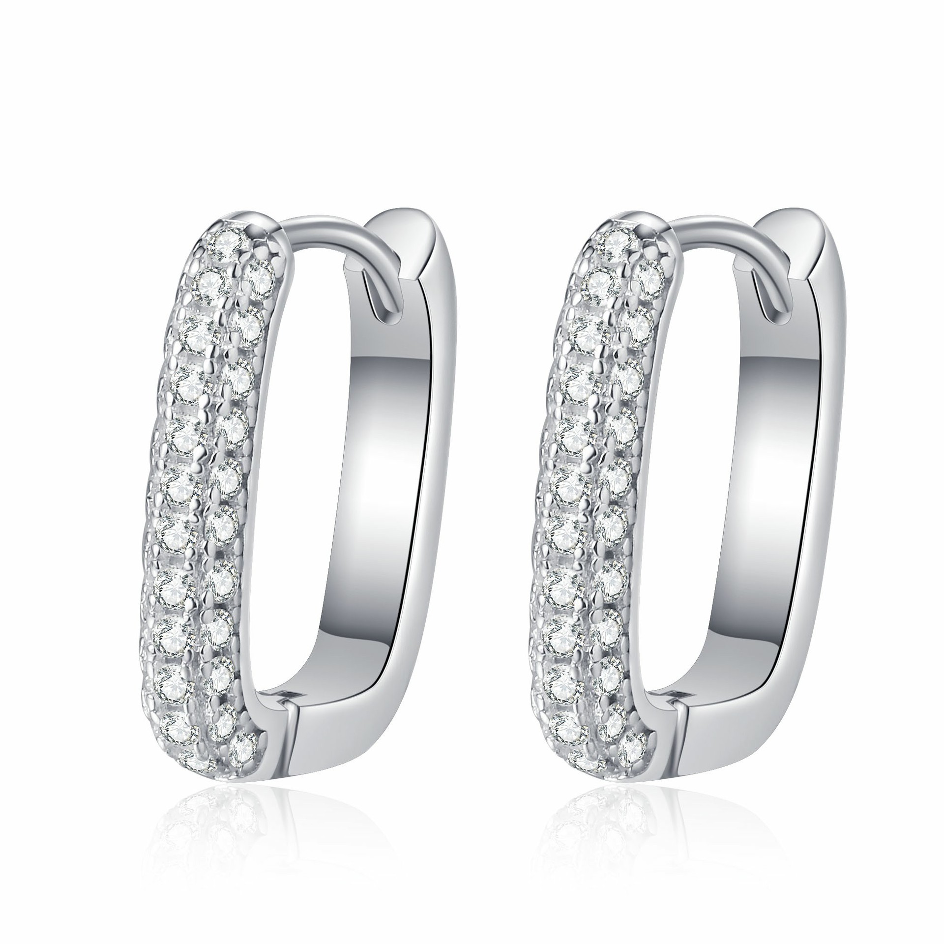 D-colour Moissanite Square Hoop Earrings Sterling Silver Jewellery_voghion.com