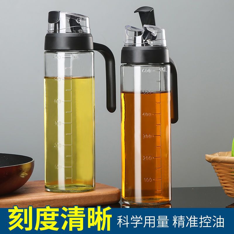 Botella de vinagre de salsa de soja resistente a altas temperaturas de alta capacidad de engrosamiento de cocina doméstica de aceite de vidrio de apertura y cierre automático