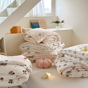 2024 Autumn and Winter New Class A Knitted Cotton Soybean Fiber Quilt Machine Washable Warm Beans Quilt Cross-border Foreign Trade