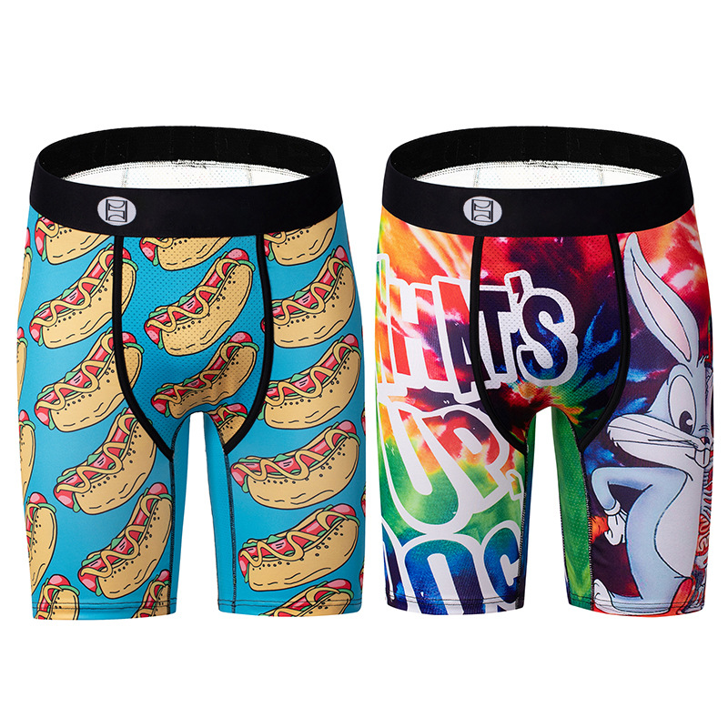 メンズパンツ男性平角ズボンプリントファッションファッション個性青少年セクシー中腰通気四角ズボン