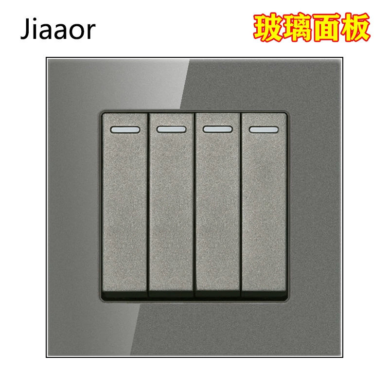 Wall socket panel 86‑type, glass gray, French standard with dual USB‑A + USB‑C, concealed