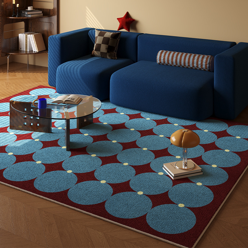 Retro Style Bauhaus Loop Pile Tpr Carpet, Stain-Resistant Bedroom Rug, Living Room Coffee Table Non-Slip Cooling Insulation Carpet, in Stock