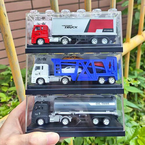 Jiang Xiaoxi alloy big truck children's toy semi-trailer transport truck boy simulation container model train batch