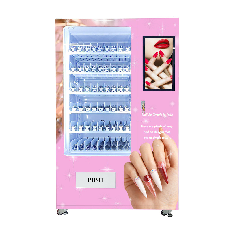 Fabricante de máquinas expendedoras de uñas portátiles, máquina expendedora de maquillaje y esmalte de uñas con escaneo de código QR sin personal, máquina expendedora inteligente las 24 horas.
