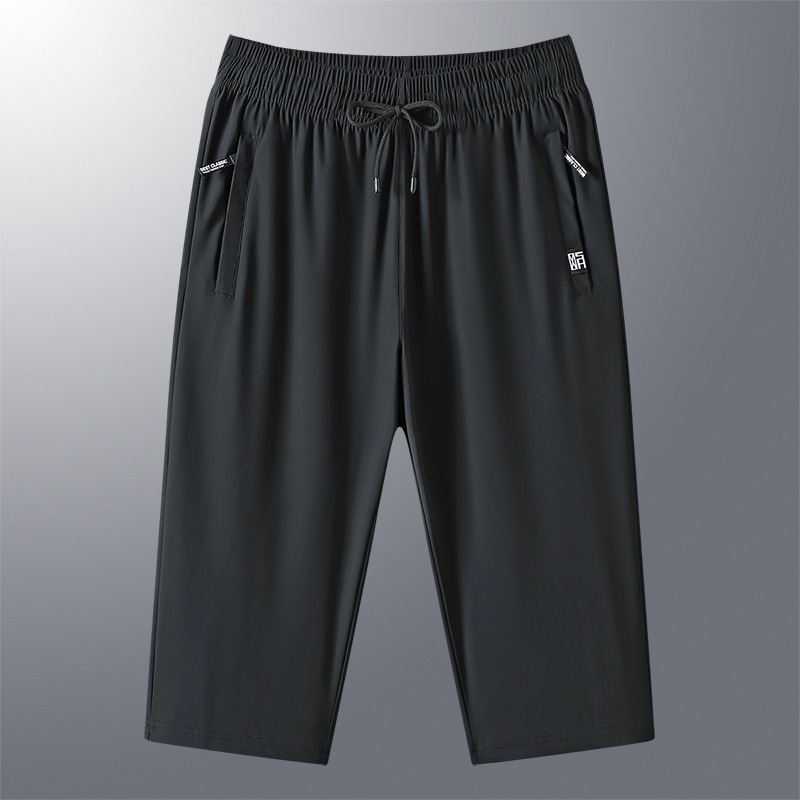 夏カジュアルパンツクロップドパンツメンズ 2025 速乾性ミッドパンツスポーツパンツアイスシルクプラスファットプラスサイズ 7 点ショーツ男性|undefined