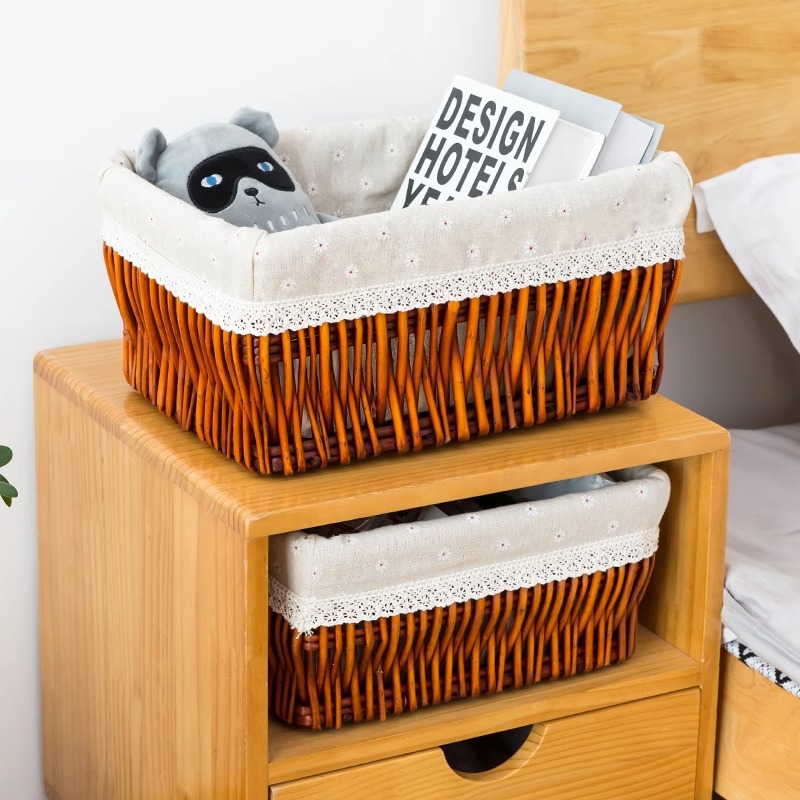 Cesta de almacenamiento de mimbre cesta de almacenamiento de escritorio cesta de almacenamiento de bambú ropa de juguete de mimbre de almacenamiento cesta de almacenamiento de escritorio en casa