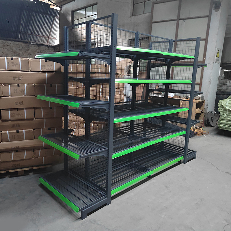 Customizado Guangzhou supermercado estante de rejilla de doble cara estante de tienda de conveniencia estante de rejilla de placa de visualización estante nuevo producto