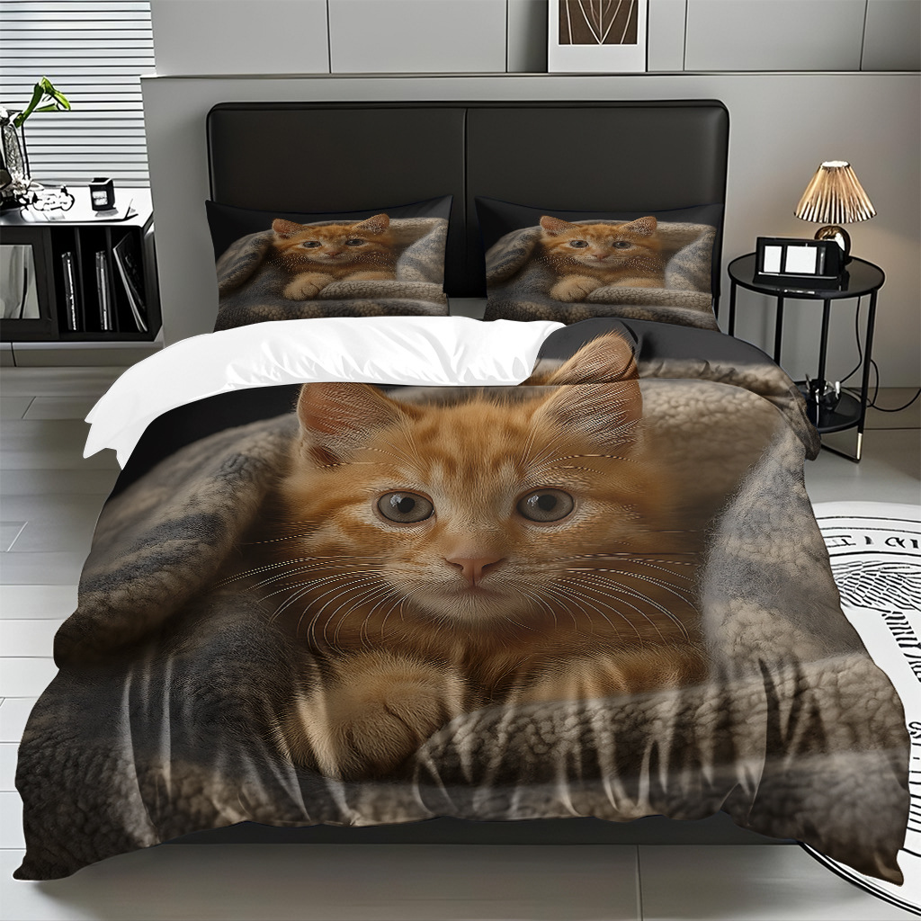Kit de edredón de impresión digital para gatitos de piel directa a la fábrica puede llevar TEMU / JIT