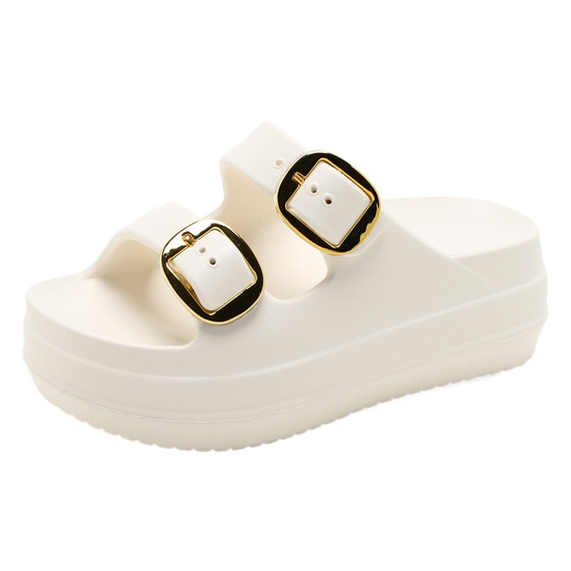 Verano de las nuevas mujeres de color sólido Chanclas de fondo grueso antideslizante resistente al desgaste de moda simple interior al aire libre sandalias de playa