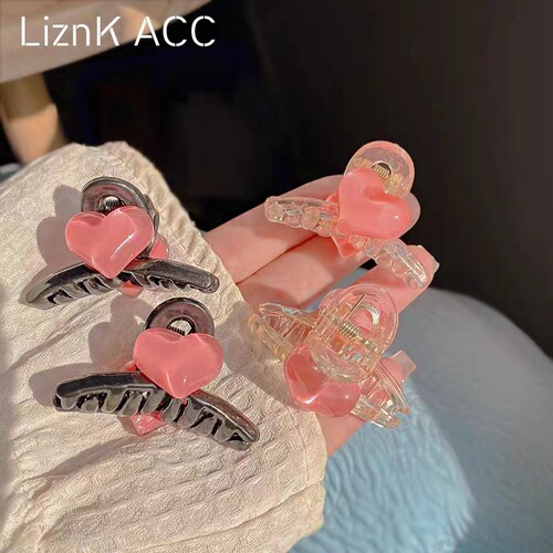 Summer fresh and transparent pink love small clip sweet and simple women's side clip bangs hair clip hairpin headwear