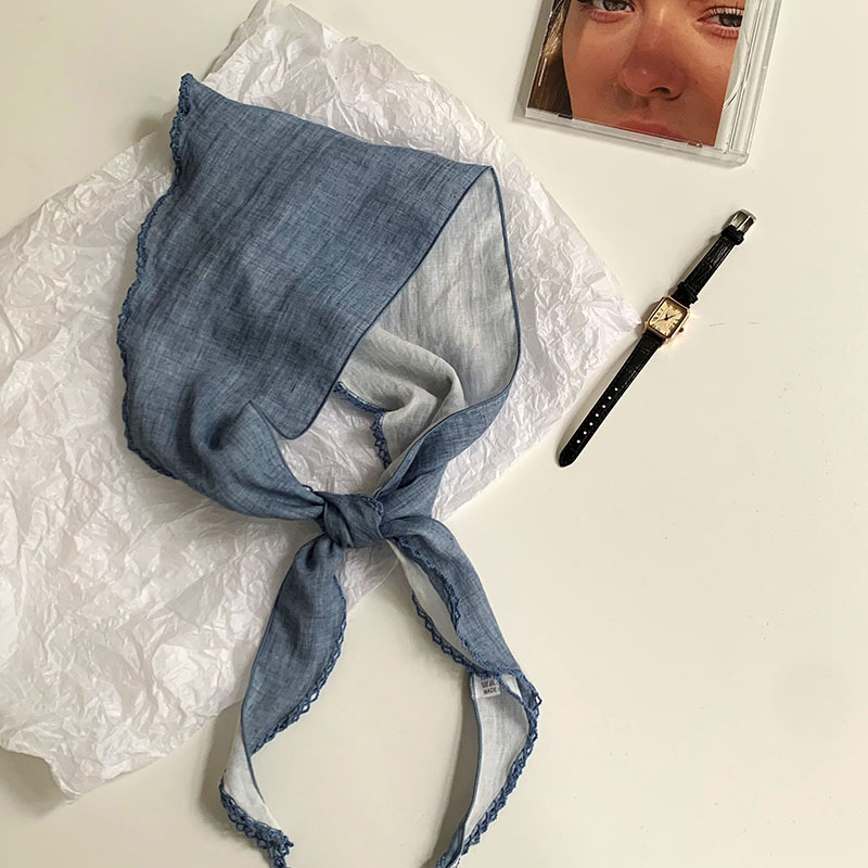 Bufanda de seda, sentido de la atmósfera coreana, nueva bufanda en forma de diamante, bufanda para el cuello, bufanda étnica de moda, banda para el cabello, chal de todo fósforo