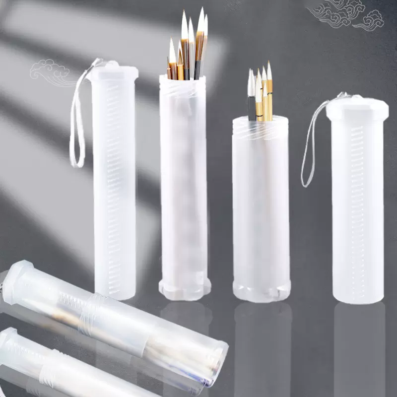 学生笔筒透明收纳伸缩便携笔筒学习美术用品文具用品毛笔画笔筒厂