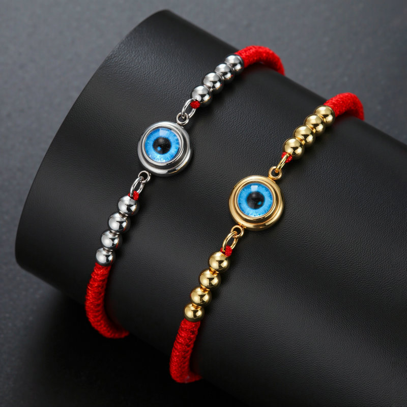 Cross-Border Amazon Best-Selling Evil Evil Eye Bracelet Simulated Eye Pendant Bracelet Adjustable Drawstring Hand Jewelry