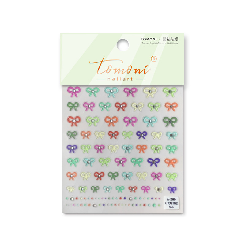 Tomoni marca tata cooperación cristal diamante uñas pegatinas japonés lindo uñas pegatinas uñas arco TA256
