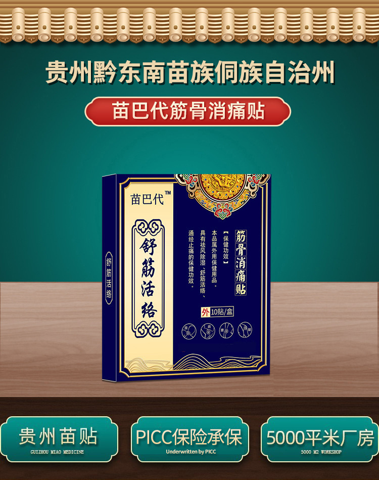 Miao Herbal Pain Relief Patch for Neck Shoulder Waist Knee Joint Support 8 Patches Per Box key features
