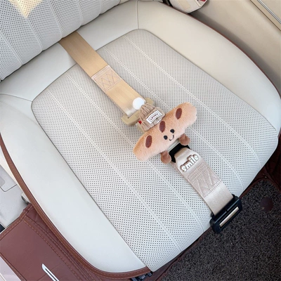 support belt | Car seat belt - three-point-anti-strangling-safety-belt-beige-and-hot-dog-brown-hat