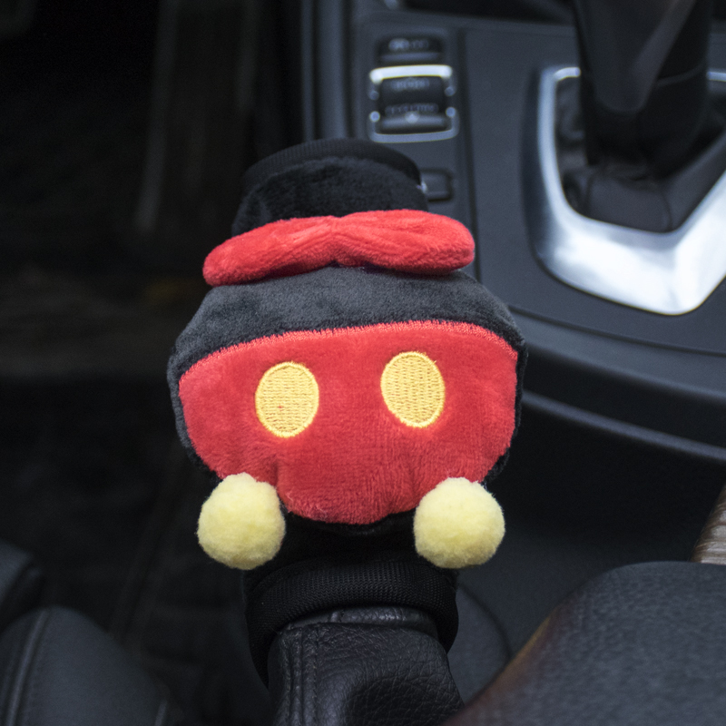 15#핸드브레이크 커버 - 레드 오리 엉덩이 - 피부 친화적인 플러시 천 - 블랙