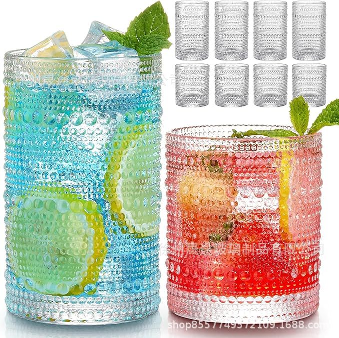 Amazon] venta transfronteriza en relieve de tazas de vidrio de cuentas de color lavavajillas tazas de jugo tazas de café estadounidenses