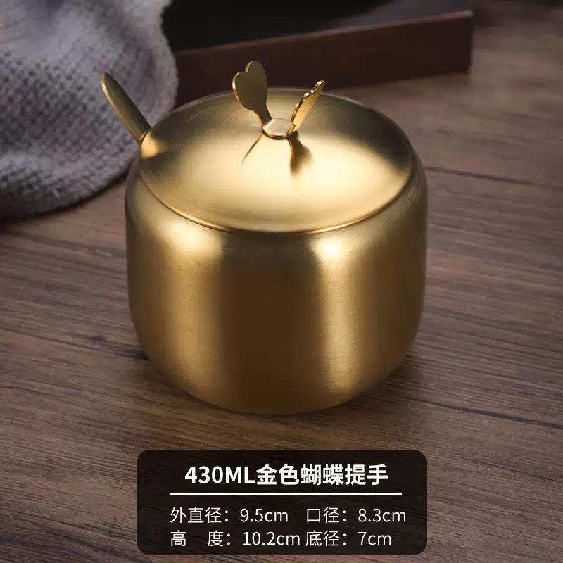 跨境不锈钢辣椒罐韩式辣椒油调味调料盐罐不锈钢带勺厨房创意油罐|undefined
