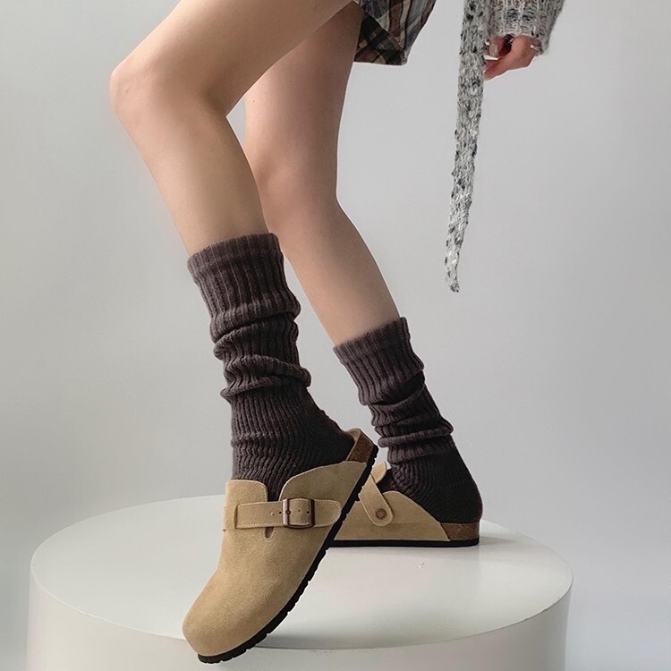 Foot-Stepping Socks for Women in Autumn and Winter Knitted White Socks with Snow Boots Pile Socks Y2K Leg Covers Mid-Calf Socks Versatile