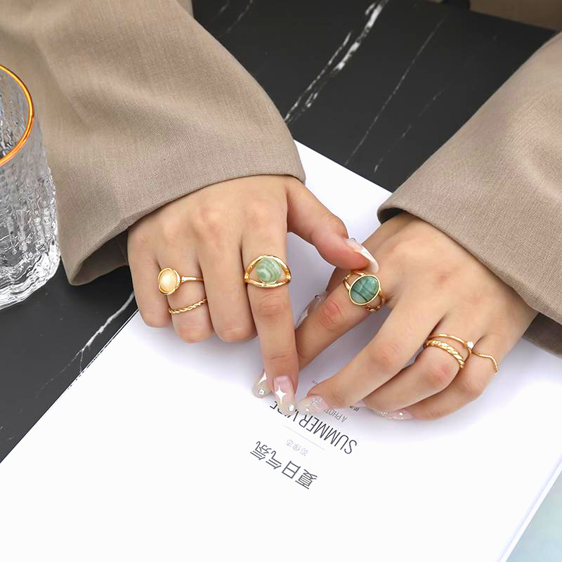 20g Weight Artificial Gemstones Inlay Material Retro Geometric Artificial Gemstones Alloy Wholesale Rings