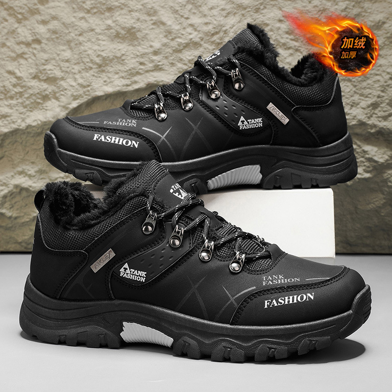 Autumn And Winter Outdoor Men's Shoes, Waterproof, Anti-Slip, Wear-Resistant Hiking Shoes, Warm And Fleece-Lined Travel_vogvips.com