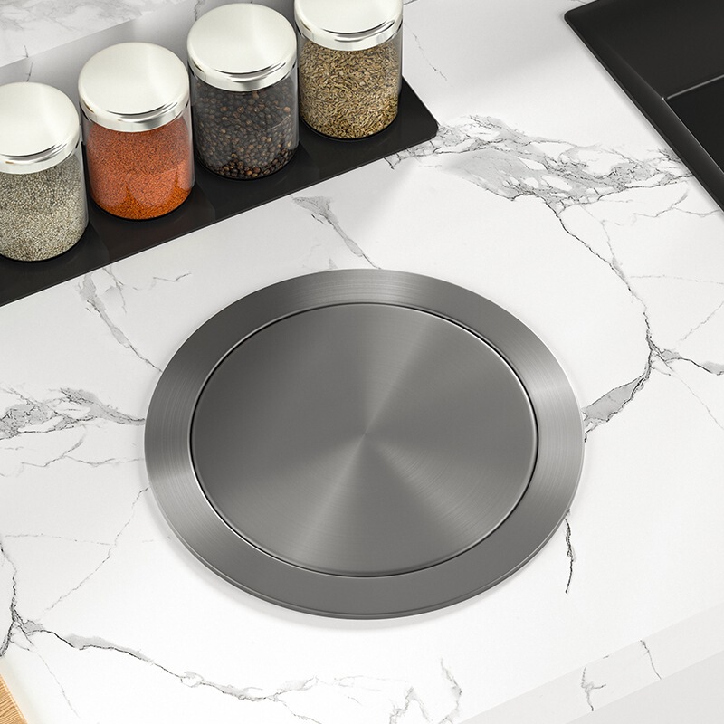 Countertop Embedded Trash Can Lid Washbasin Decorative Cover Cabinet Flip Cover Round Square Swing Lid