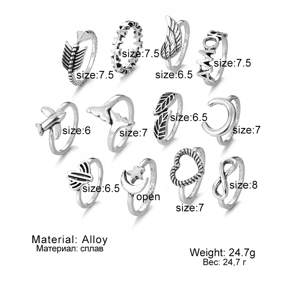 18g Weight Rings Classification 1 Set Quantity Street Occasion Alloy Material Leaf, Heart Shape Pattern Men's Gender Carving Design Hip-Hop, Retro Style Hip-Hop Retro Leaf Heart Shape Alloy Carving Men's Ring Sets 1