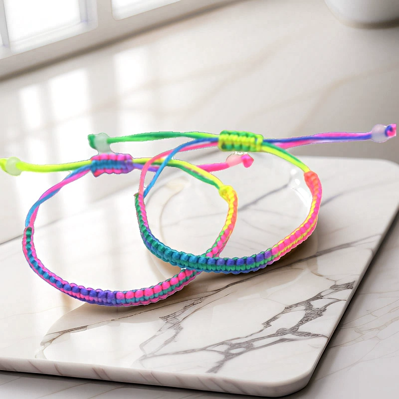 Children's red rope bracelet, hand-woven colorful cord, adjustable length