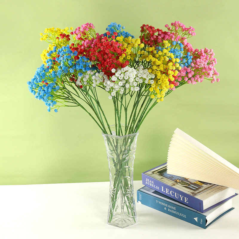 單枝軟膠噴色滿天星仿真花人造花假花家居室內擺件婚慶裝飾塑料花