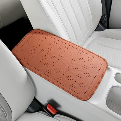 Armrest box pad: pattern, perforated leather armrest box