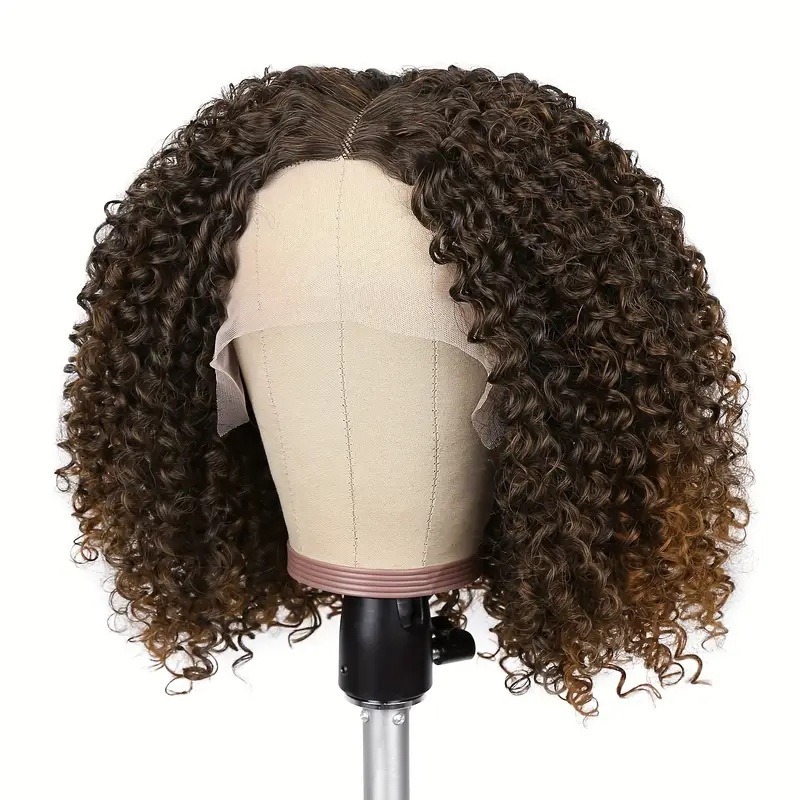 Frente de encaje Bob wig Europa y América transfronteriza África pequeña explosión negro frente encaje natural cubierta de cabello