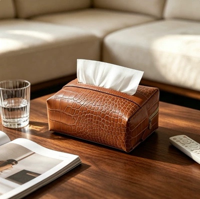 Car tissue box, high-end crocodile Car tissue box/set - brown
