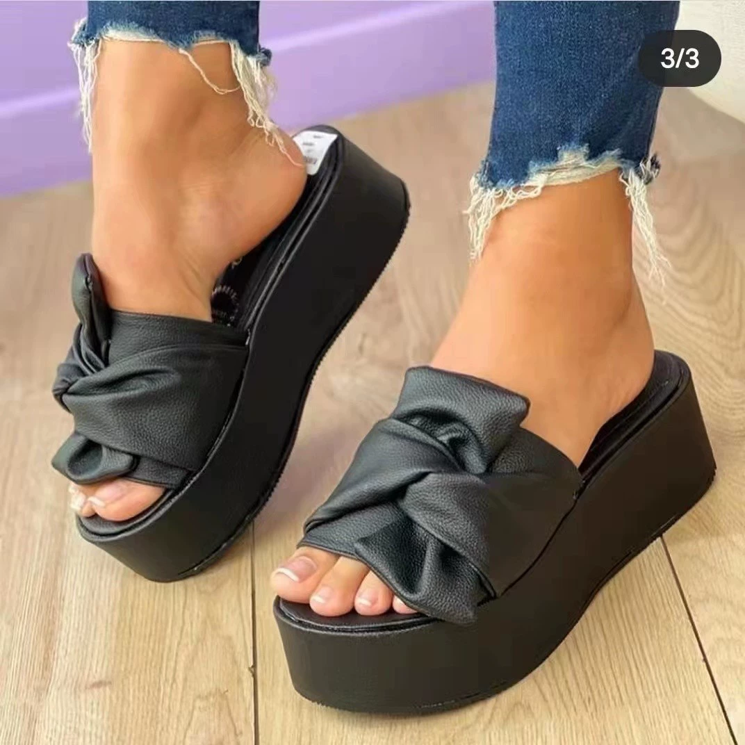 (Cross-border trading), beach slippers with bow, 2023, plus size