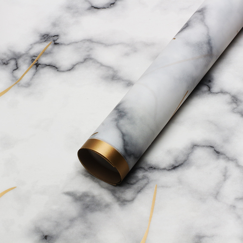 Brillante Phnom Penh, patrón de mármol, borde de papel de embalaje de flores, película opp de plástico, comercio exterior, floristería de papel de arte