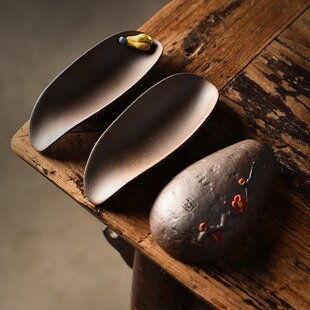 Handmade Buddhist tea creative vintage carved ceramic tea appreciation Lotus kung fu tea ceremony accessories Zen tea spoon