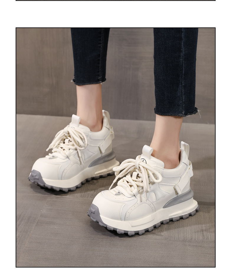 Giày sneaker nữ đế dày tăng chiều cao phong cách dad sneaker — màu trắng chi tiết 13