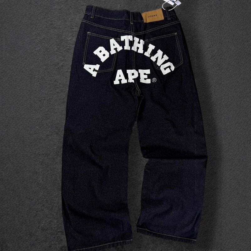 Trendy and Stylish Men's Blue Non-Stretch Floor-Length High Street Designer Loose Straight-Leg Jeans