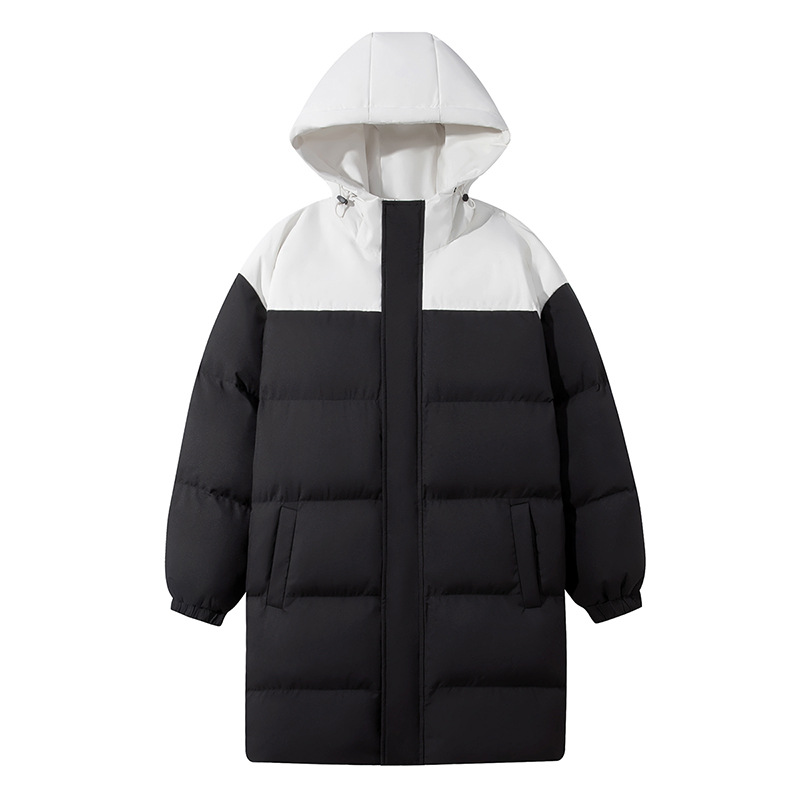 Winter New Down Cotton-padded Jacket Men's Coat Trendy Brand Loose Mid-length Over-the-knee Hooded Cotton-padded Coat Thickened Warm Cotton-padded Coat