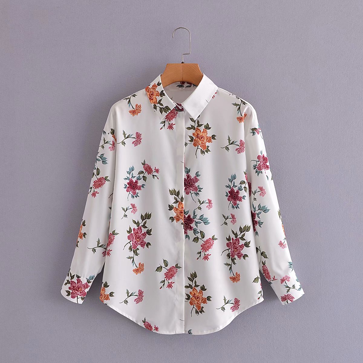 flower print lapel blouse NSAM45440