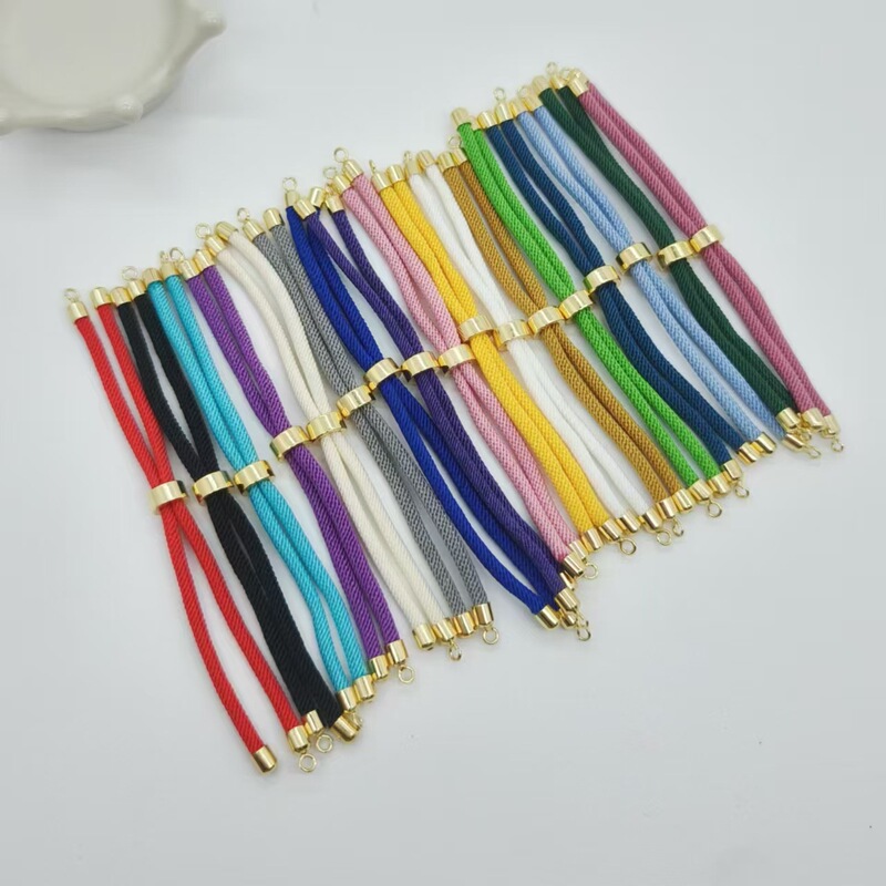 Milan Rope Bracelet DIY Semi-Finished Open Ring Link Hand Rope 18K Gold-Filled Electroplated Round Buckle Adjustable Length Milan Rope Bracelet DIY Semi-Finished Open Ring Link Hand Rope 18K Gold-Filled Electroplated Round Buckle Adjustable Length