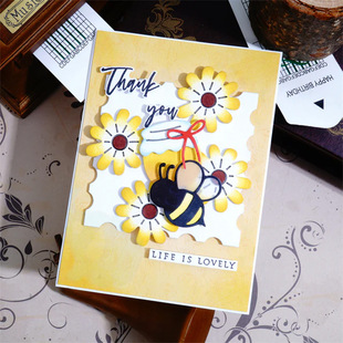Handbook Decoration Small Daisy Honey Jar and Bee Carbon Steel Knife Mold Handmade Paper Art Embossing Knife Mold Cross-Border Delivery