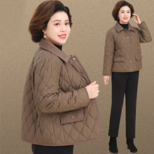 中年妈妈冬装夹棉外套轻薄棉衣2025新款中老年秋冬大码保暖棉服女