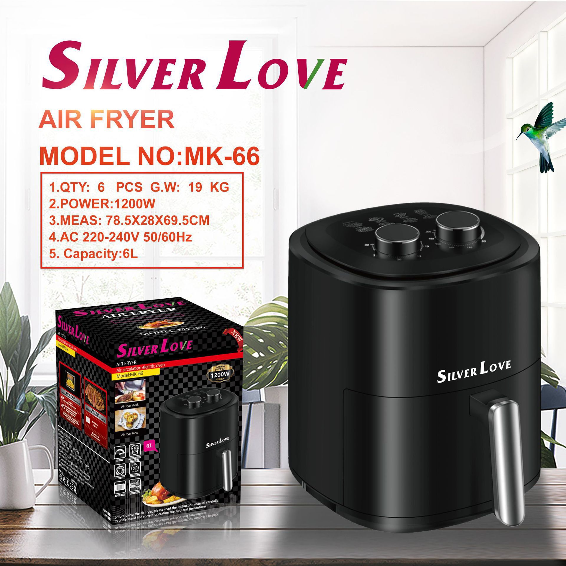 Cross-Border Air Fryer Air Fryer Household Multi-Functional 3L Microcomputer Button Electric Fryer French Fries Machine