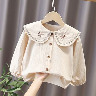 Girls' Shirt Long Sleeve 2025 New Spring and Autumn Outfit Baby Mori Doll Collar Shirt Stychy Loose Top Trendy