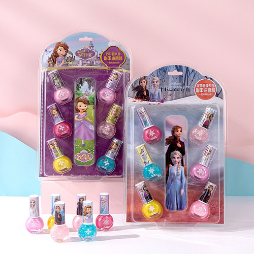Disney Princess Elsa Little Girls Children's Nail Polish Water-Based Peel-Off Girls Nail Art Set Toy