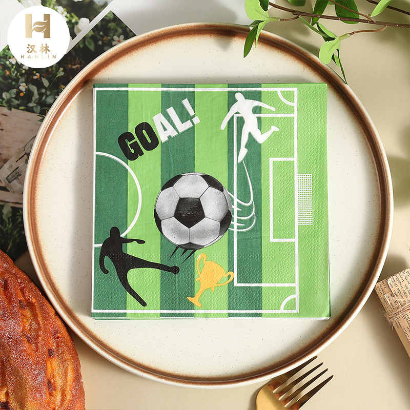 Printed Napkin Football Sports Series Holiday Party High-class Hotel Restaurant Cross-border Original Wood Pulp Square Tissue Printed Napkin Football Sports Series Holiday Party High-class Hotel Restaurant Cross-border Original Wood Pulp Square Tissue